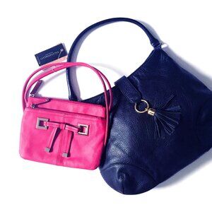 TALBOTS Black Hobo & TIGNANELLO Fuchsia Organizer Crossbody LOT